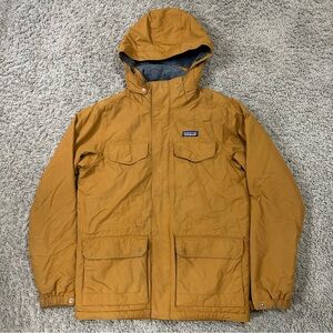 Patagonia Men's Isthmus Small Jacket Brown Detachable Hood Fleece Parka Coat